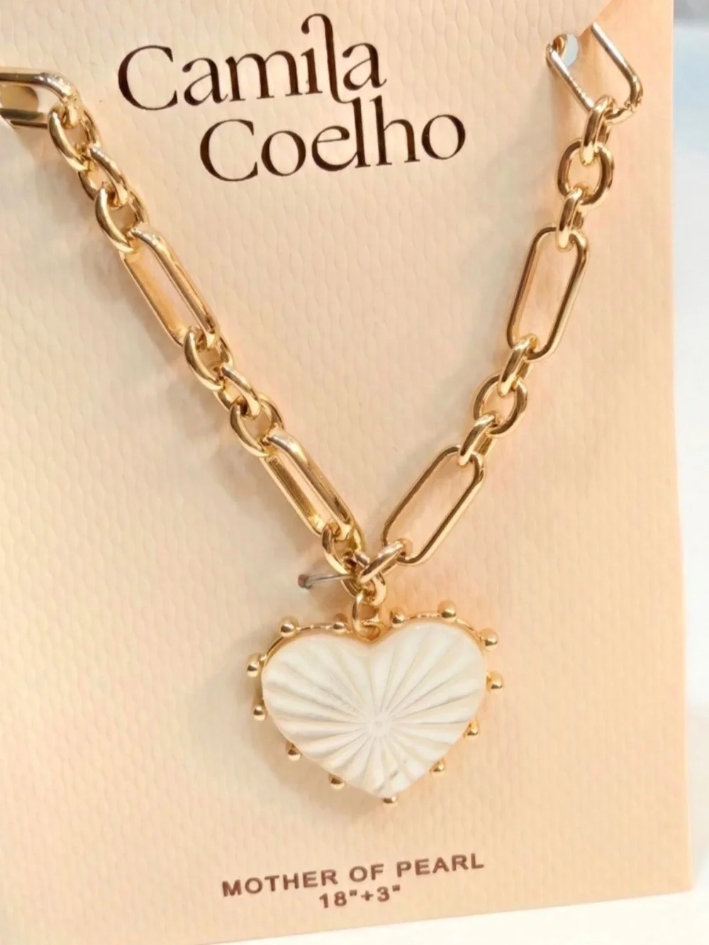 NWT ⚜️🤍⚜️ Camila Coelho Mother of Pearl Heart Pendant Necklace